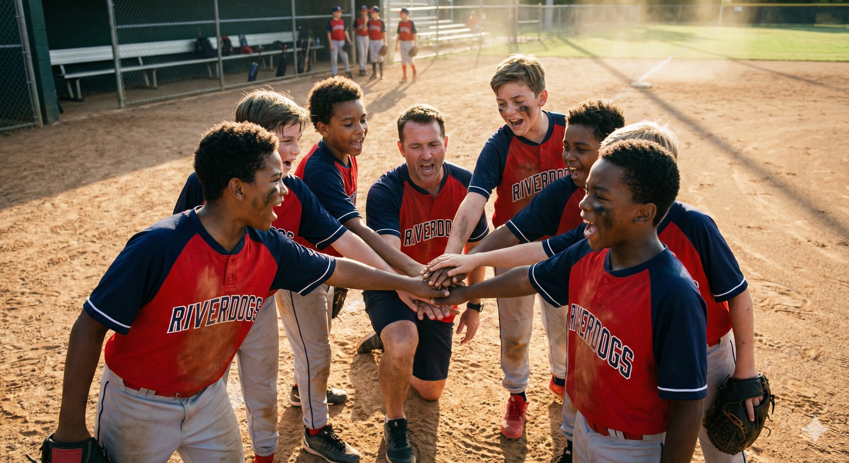 Youth Baseball Team Huddle